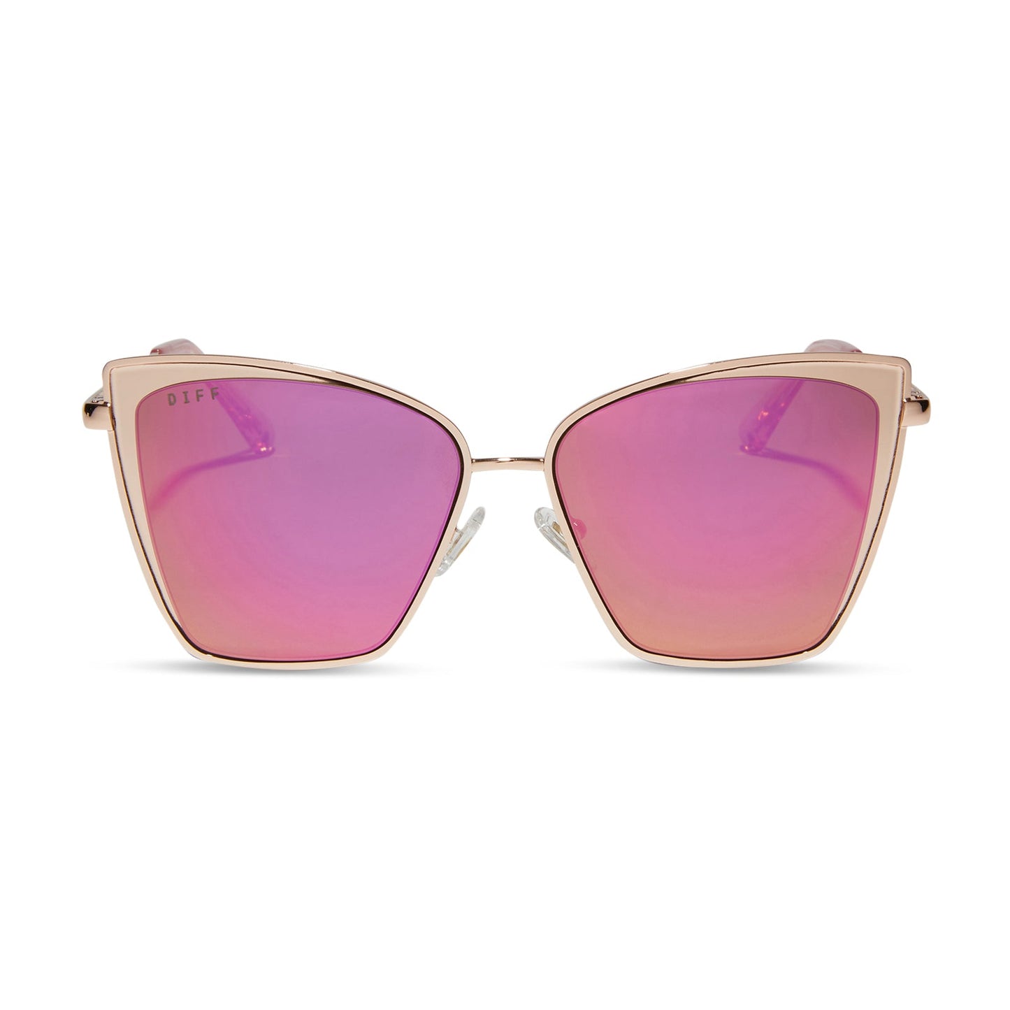 BECKY - ROSE GOLD + PINK MIRROR SUNGLASSES