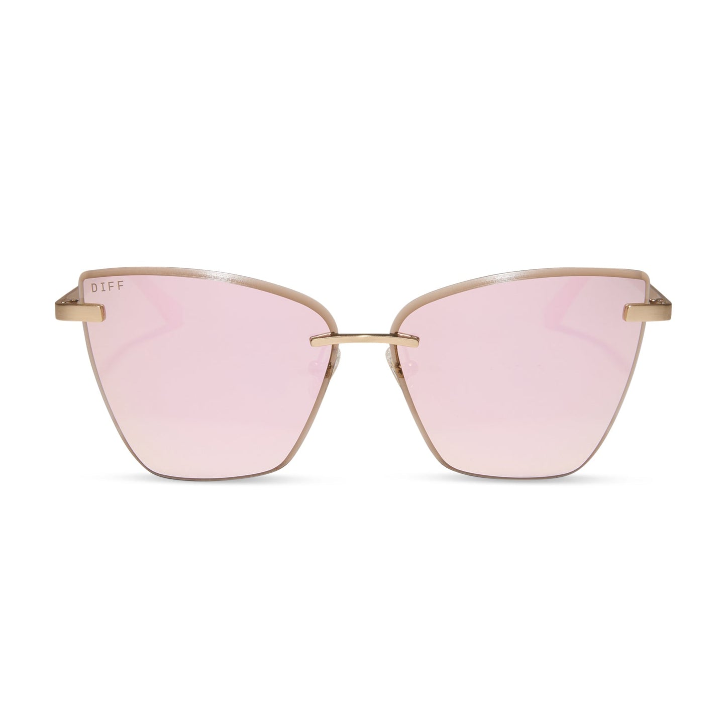 BECKY V - BRUSHED GOLD + CHERRY BLOSSOM MIRROR SUNGLASSES