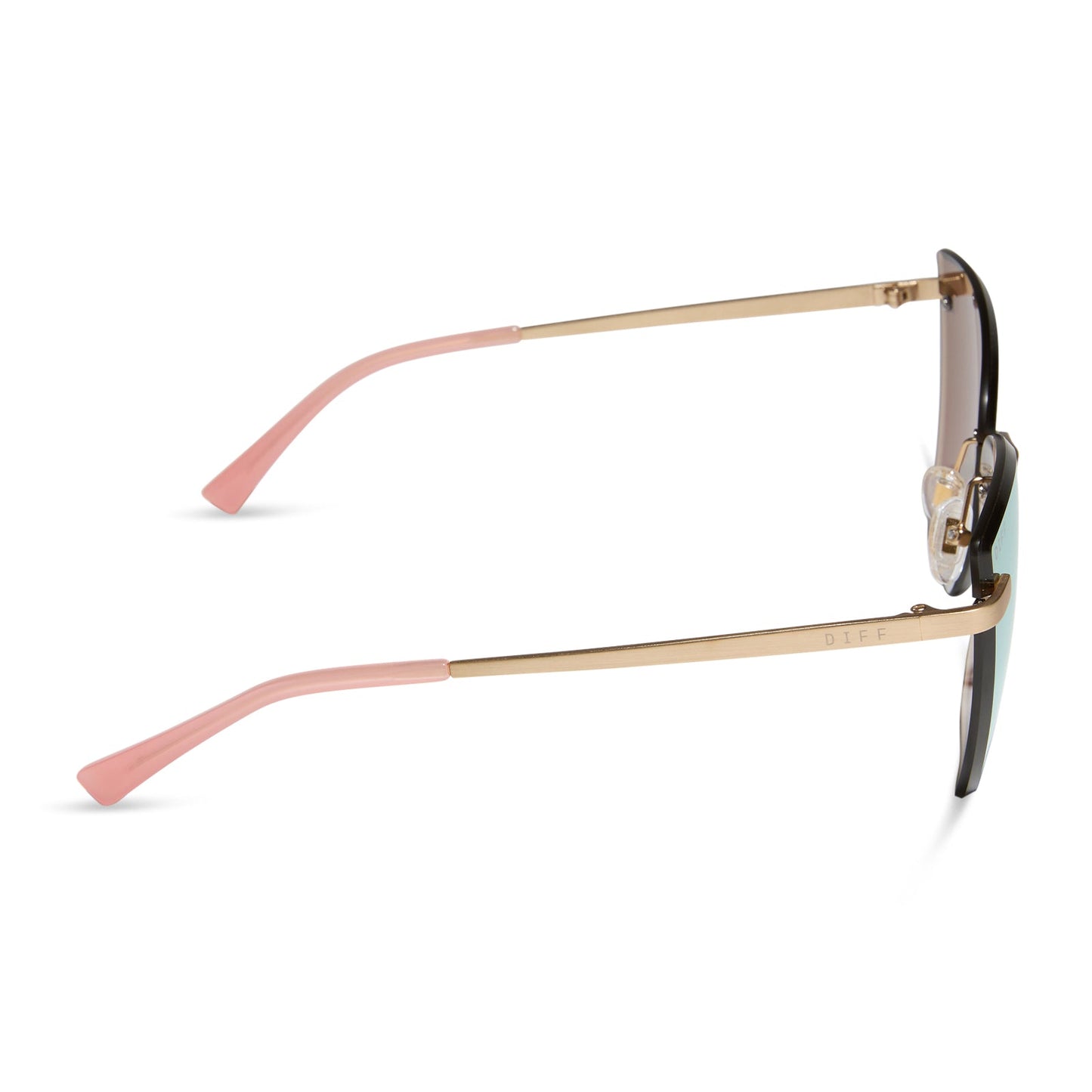 BECKY V - BRUSHED GOLD + CHERRY BLOSSOM MIRROR SUNGLASSES