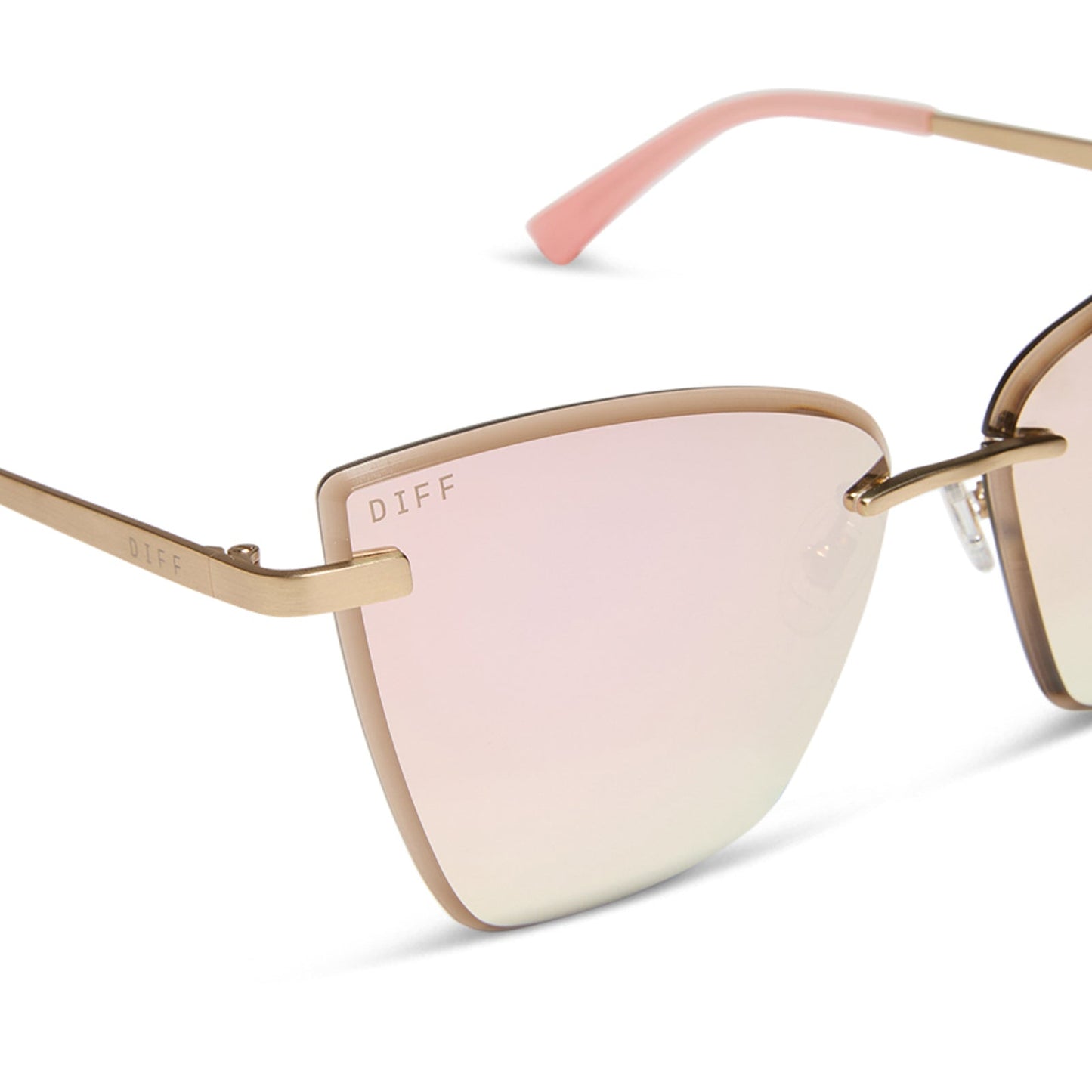 BECKY V - BRUSHED GOLD + CHERRY BLOSSOM MIRROR SUNGLASSES