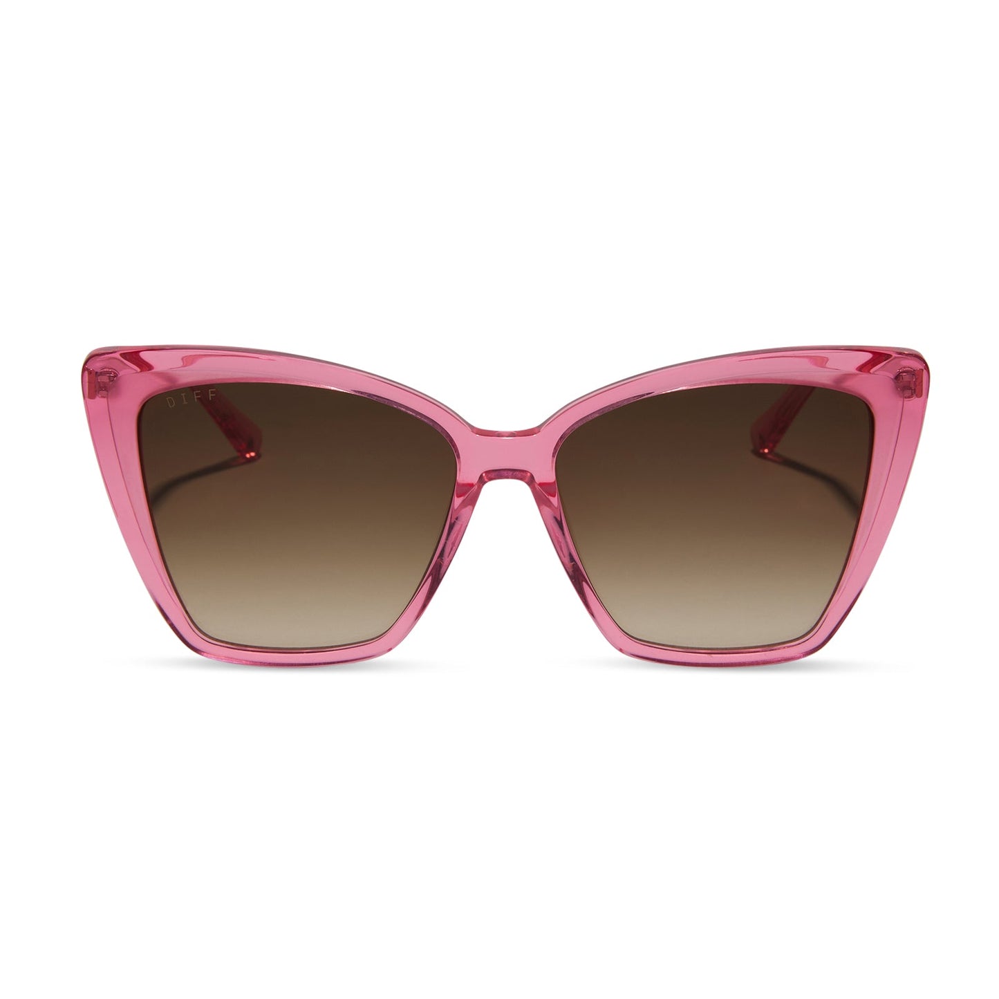 BECKY II - CANDY PINK CRYSTAL + BROWN GRADIENT SUNGLASSES