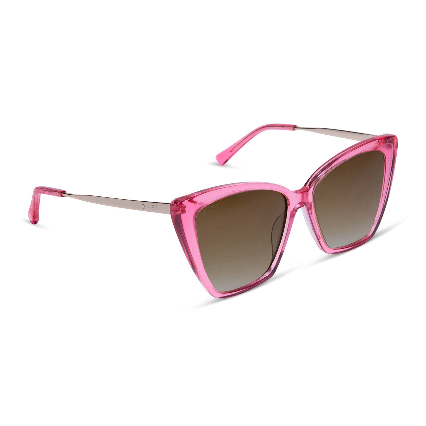 BECKY II - CANDY PINK CRYSTAL + BROWN GRADIENT SUNGLASSES