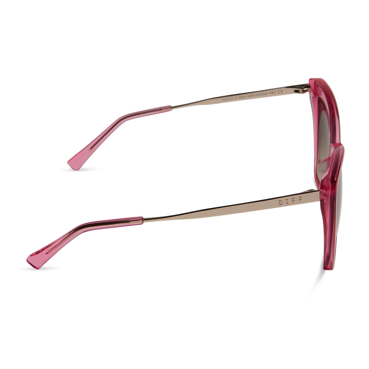 BECKY II - CANDY PINK CRYSTAL + BROWN GRADIENT SUNGLASSES