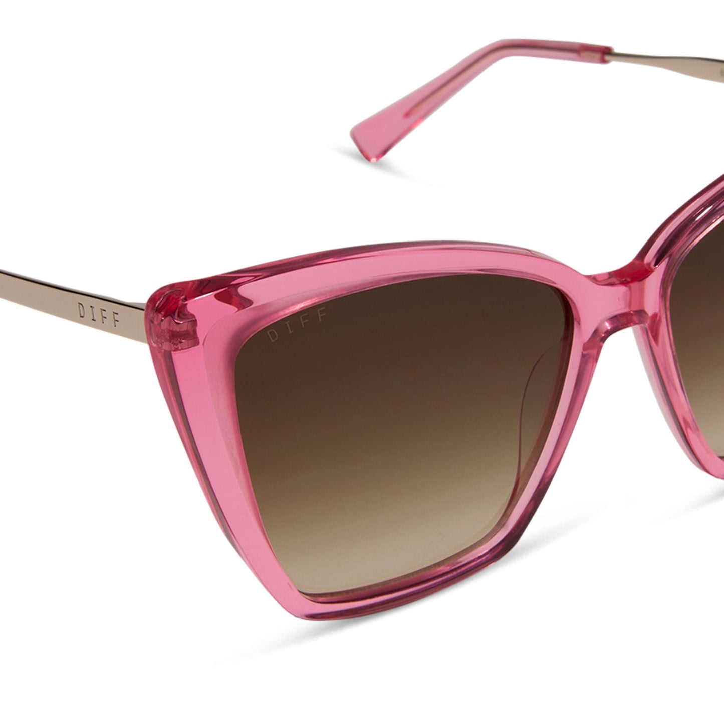 BECKY II - CANDY PINK CRYSTAL + BROWN GRADIENT SUNGLASSES