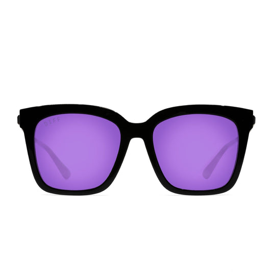 BELLA - BLACK + PURPLE MIRROR SUNGLASSES