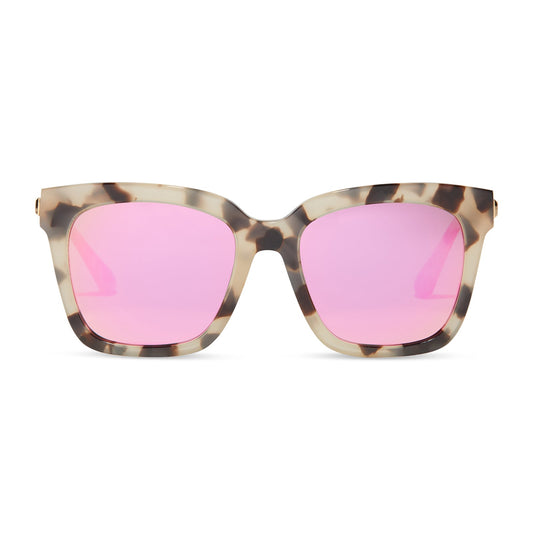 BELLA - CREAM TORTOISE + PINK MIRROR SUNGLASSES