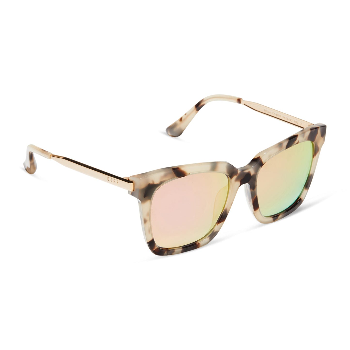 BELLA - CREAM TORTOISE + PINK MIRROR SUNGLASSES