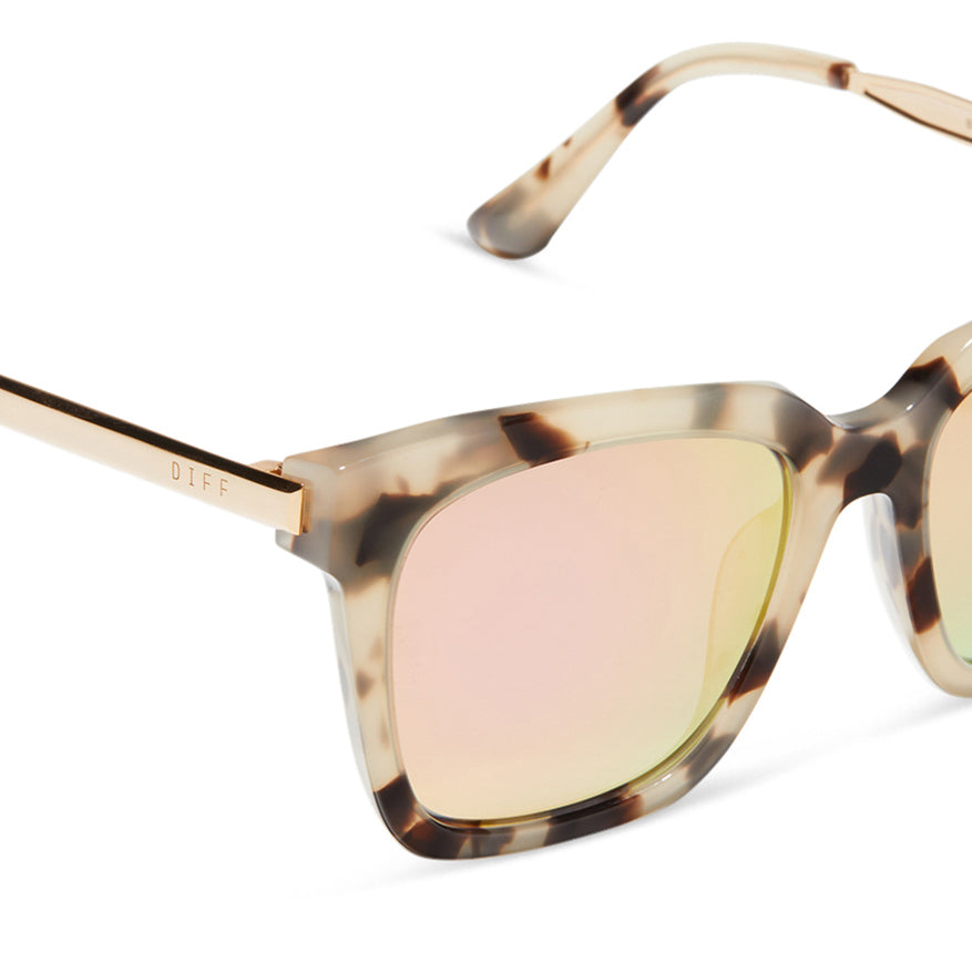 BELLA - CREAM TORTOISE + PINK MIRROR SUNGLASSES