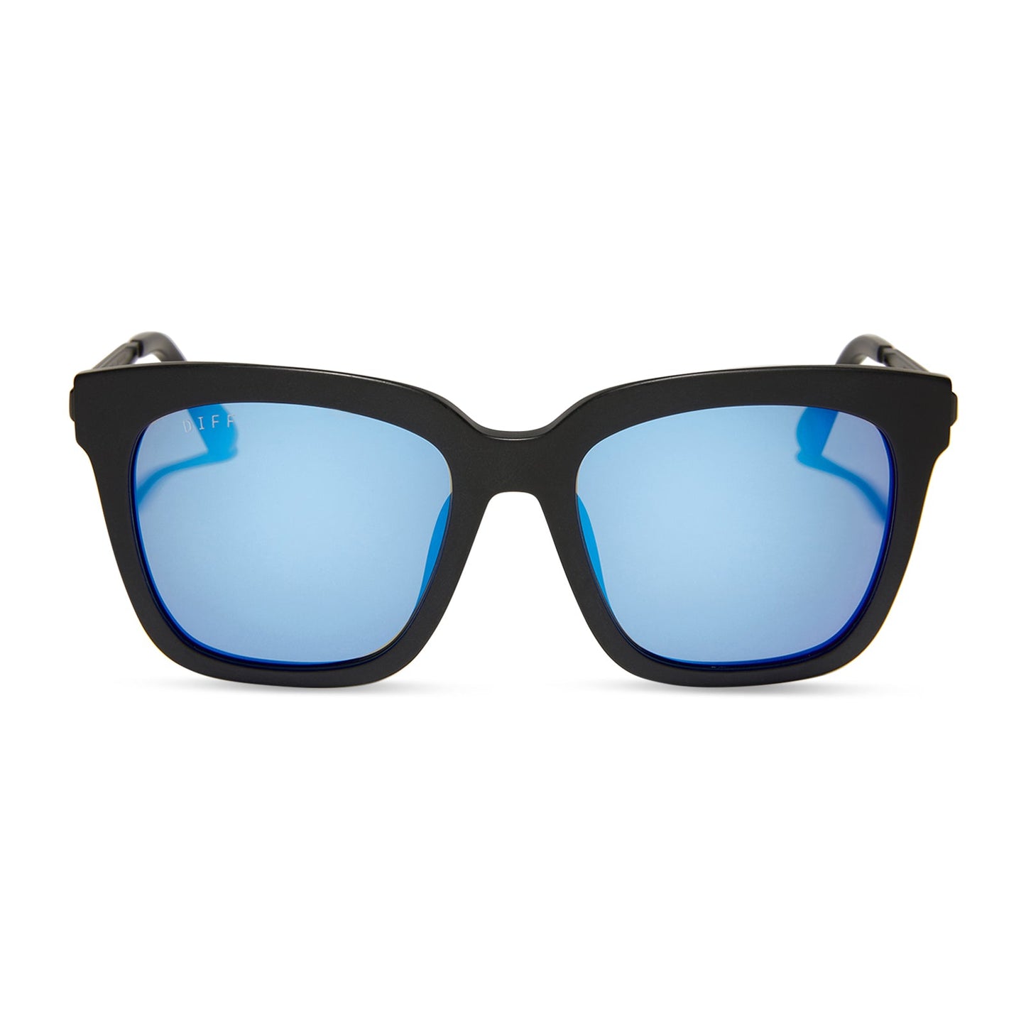 BELLA - MATTE BLACK + BLUE MIRROR + POLARIZED SUNGLASSES