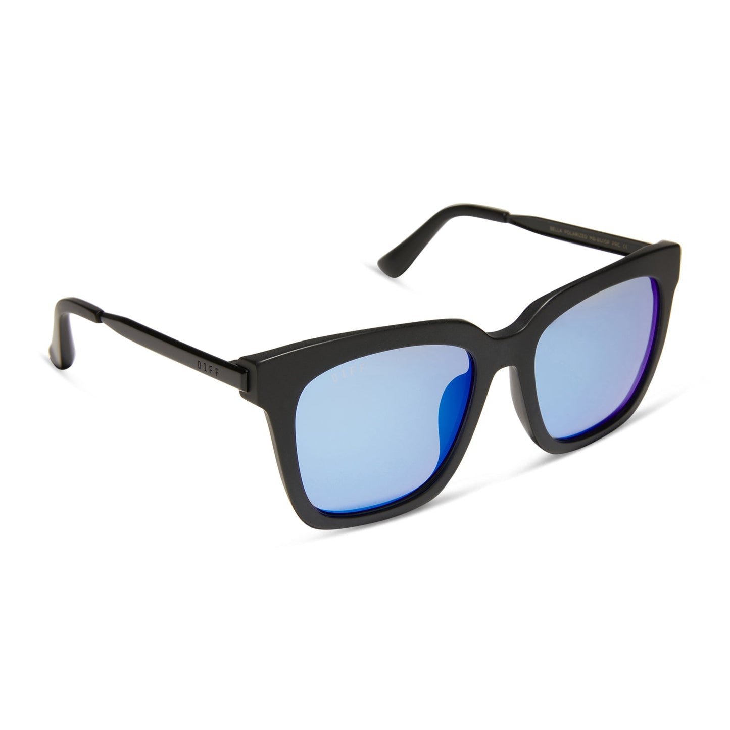 BELLA - MATTE BLACK + BLUE MIRROR + POLARIZED SUNGLASSES