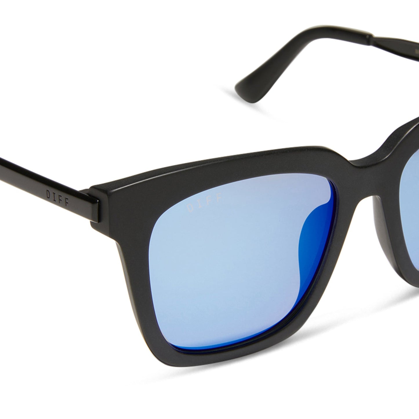 BELLA - MATTE BLACK + BLUE MIRROR + POLARIZED SUNGLASSES