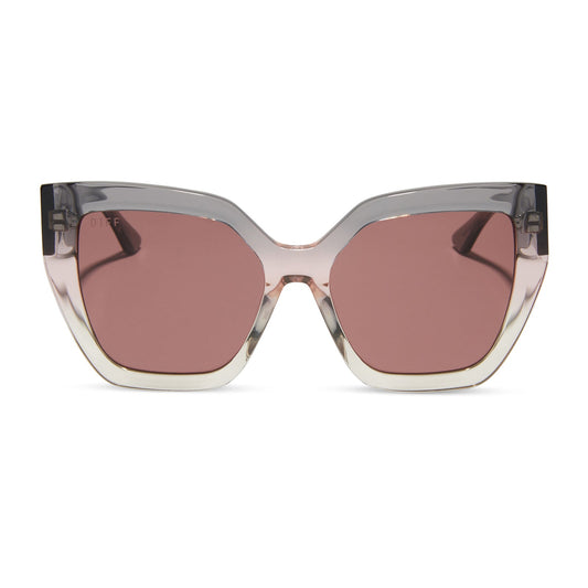 BLAIRE - SMOKE ROSE CRYSTAL OMBRE + MAUVE + POLARIZED SUNGLASSES