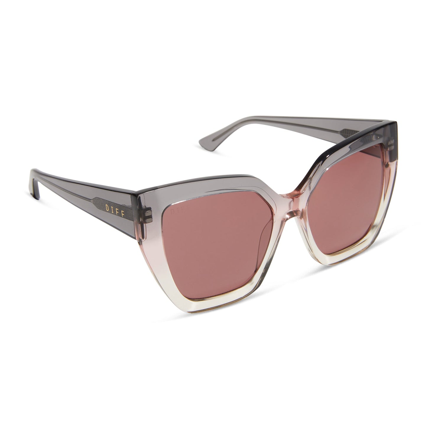 BLAIRE - SMOKE ROSE CRYSTAL OMBRE + MAUVE + POLARIZED SUNGLASSES