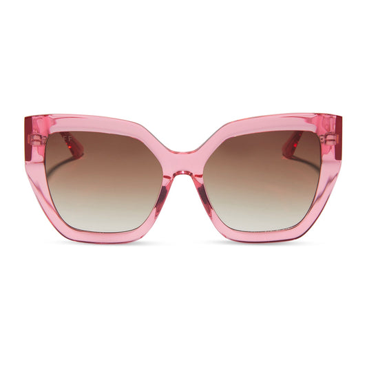 BLAIRE - CANDY PINK CRYSTAL + BROWN GRADIENT SUNGLASSES