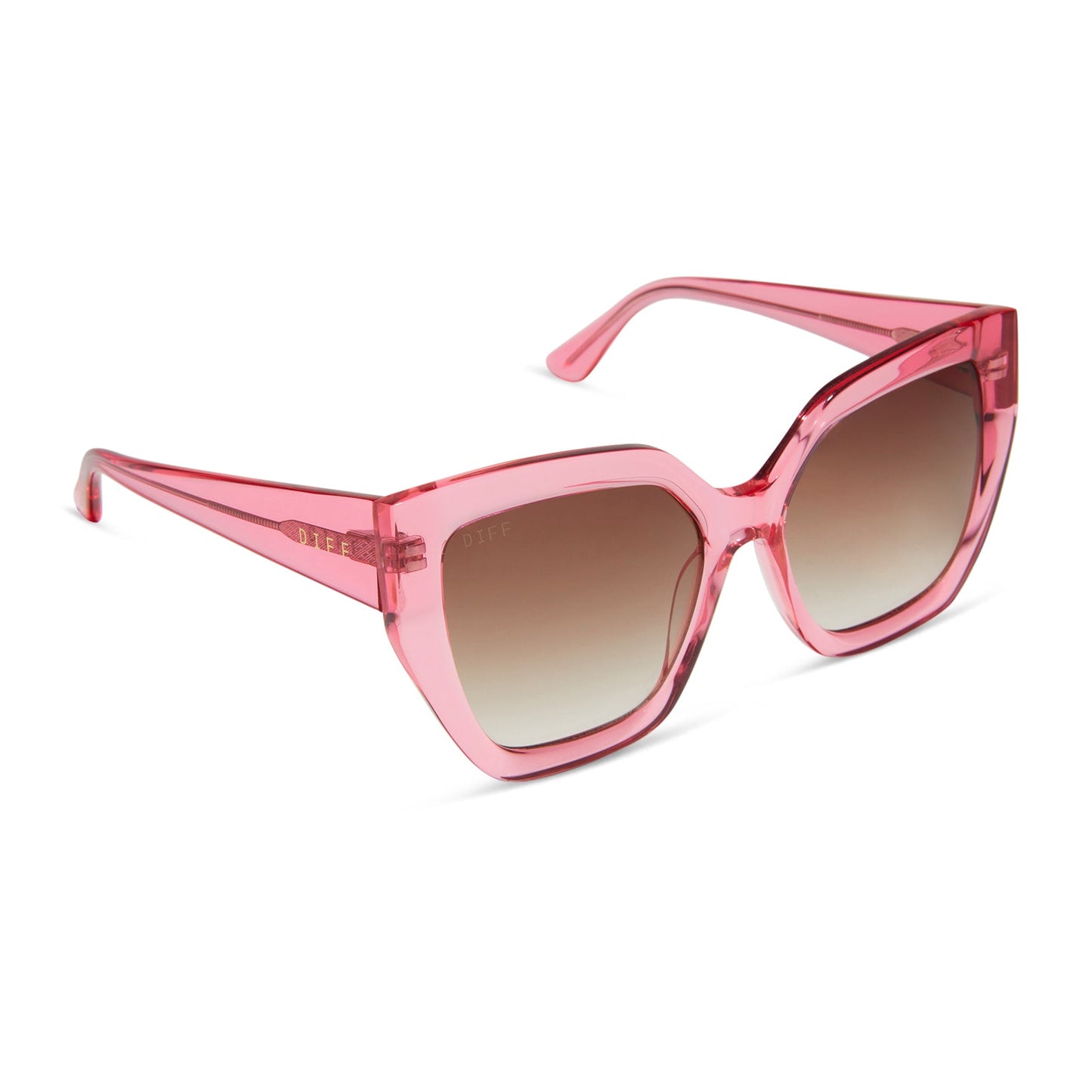 BLAIRE - CANDY PINK CRYSTAL + BROWN GRADIENT SUNGLASSES