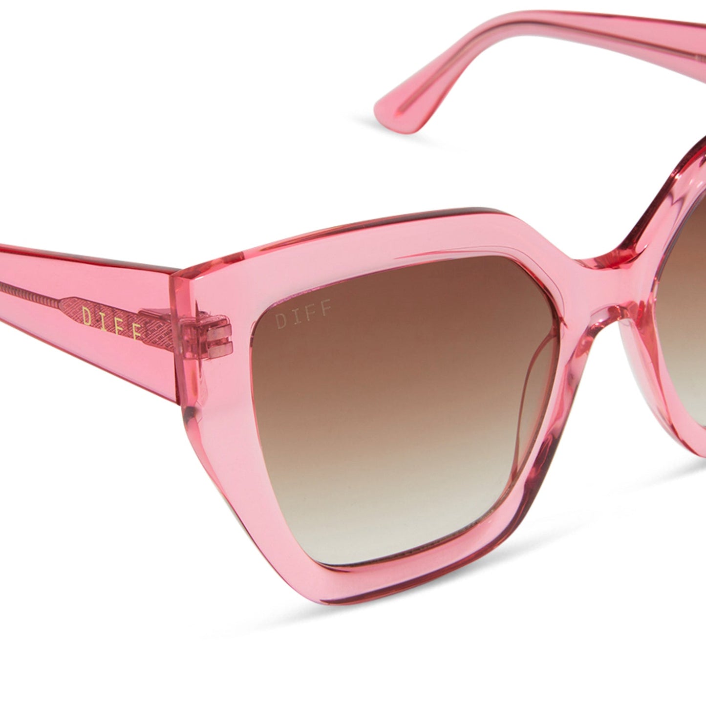 BLAIRE - CANDY PINK CRYSTAL + BROWN GRADIENT SUNGLASSES