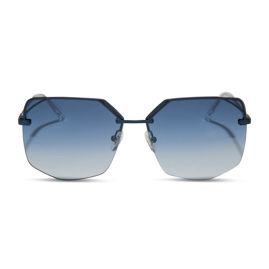 BREE - DEEP NAVY METAL + AEGEAN BLUE FLASH SUNGLASSES