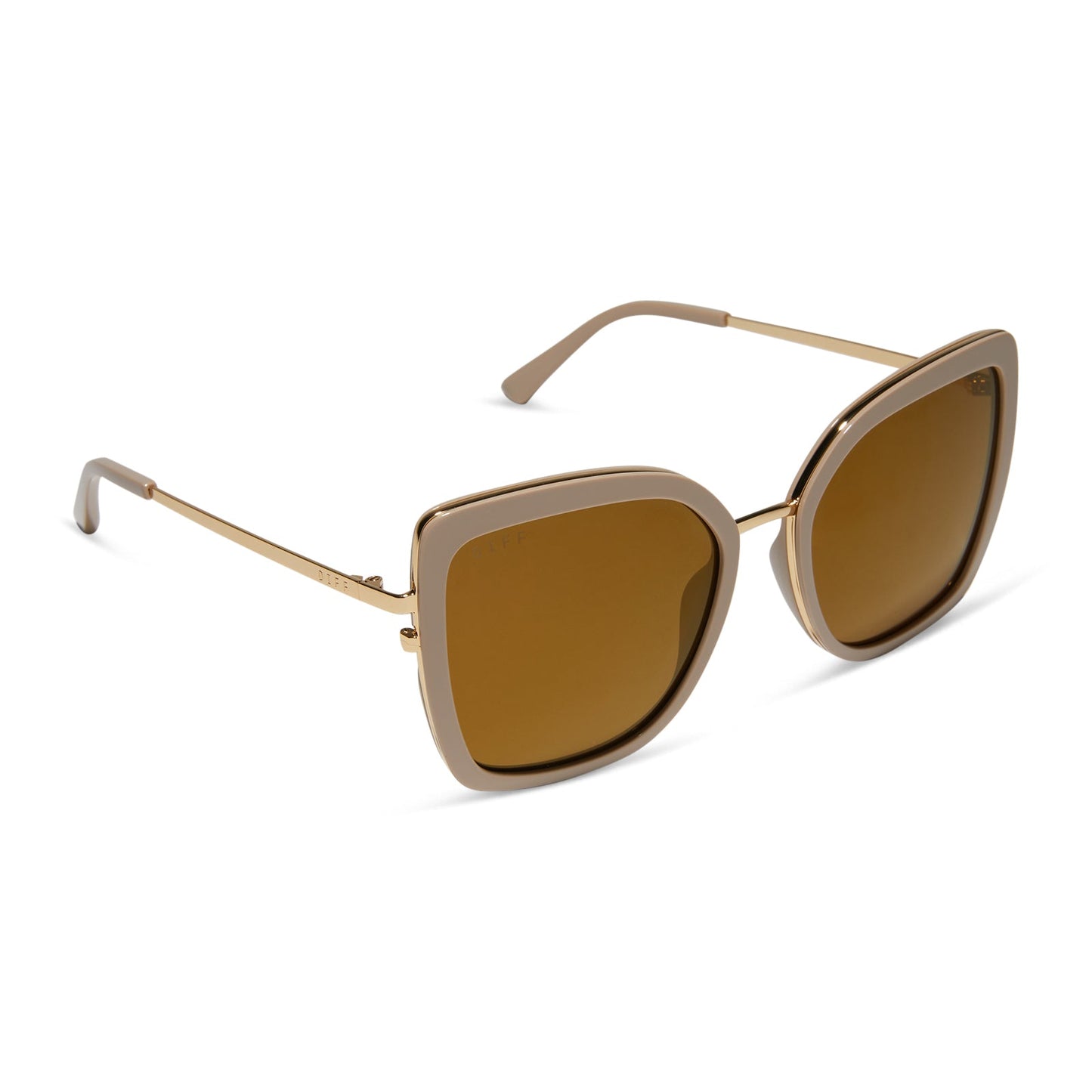 CLARISSE - ALMOND + BROWN GOLD FLASH + POLARIZED SUNGLASSES