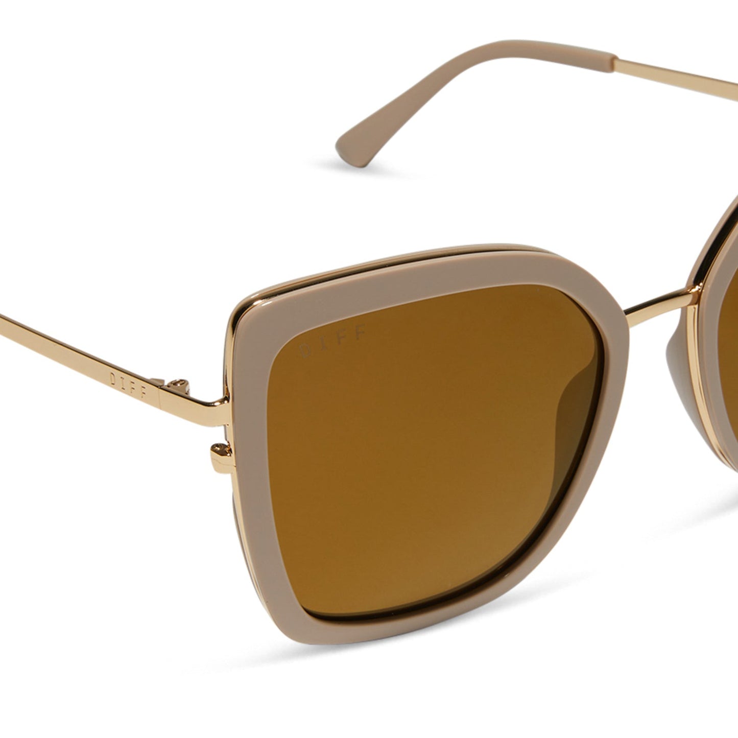 CLARISSE - ALMOND + BROWN GOLD FLASH + POLARIZED SUNGLASSES