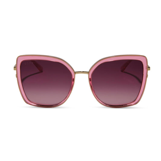 CLARISSE - CANDY PINK CRYSTAL + WINE GRADIENT SUNGLASSES