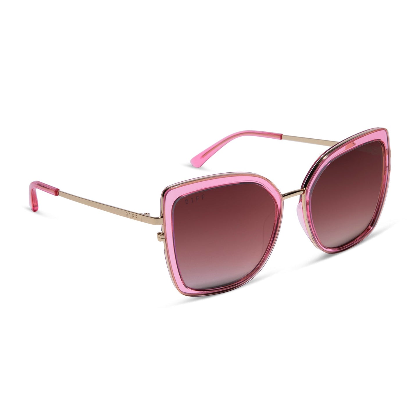 CLARISSE - CANDY PINK CRYSTAL + WINE GRADIENT SUNGLASSES