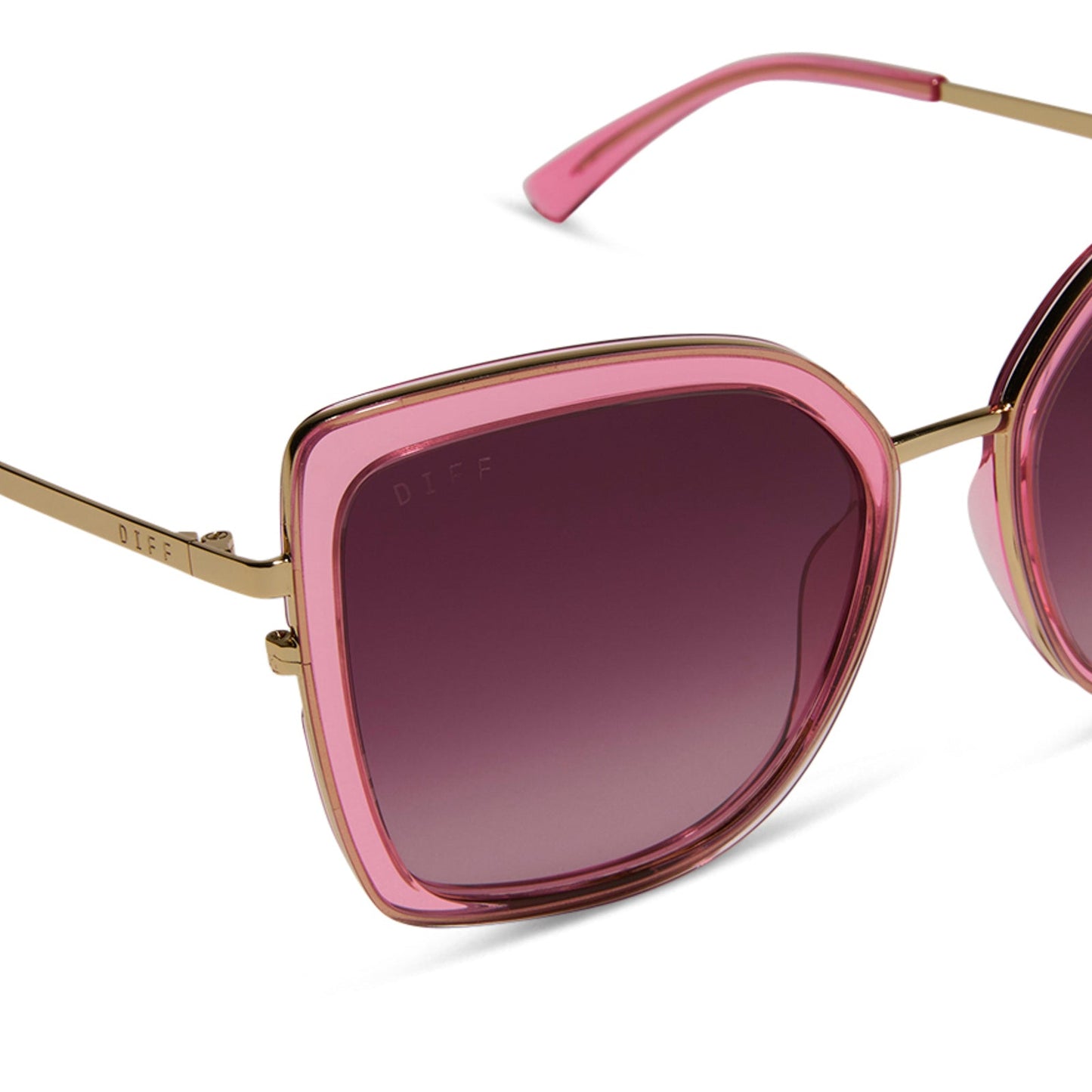 CLARISSE - CANDY PINK CRYSTAL + WINE GRADIENT SUNGLASSES