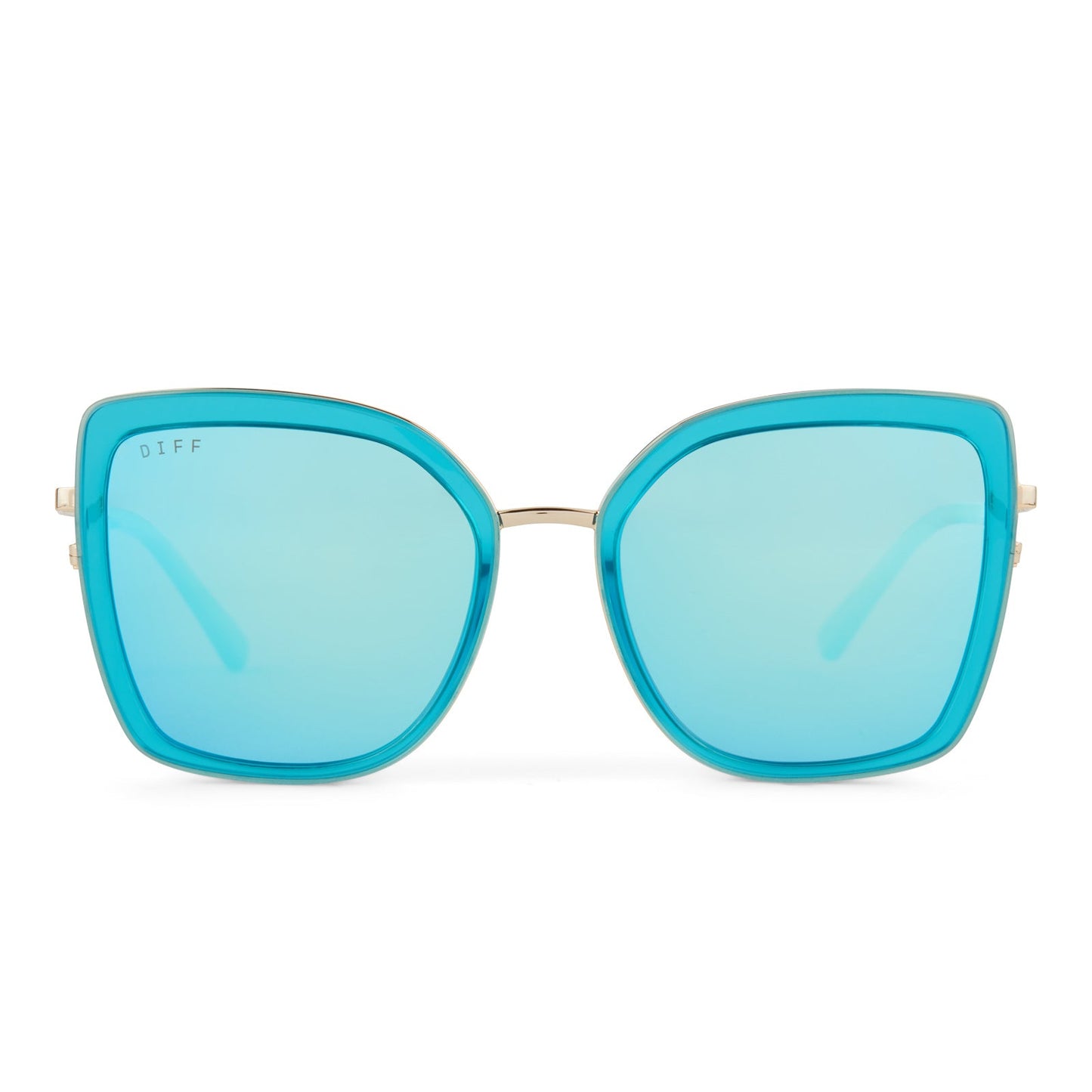 CLARISSE - TURQUOISE ICE CRYSTAL + TURQUOISE ICE MIRROR SUNGLASSES