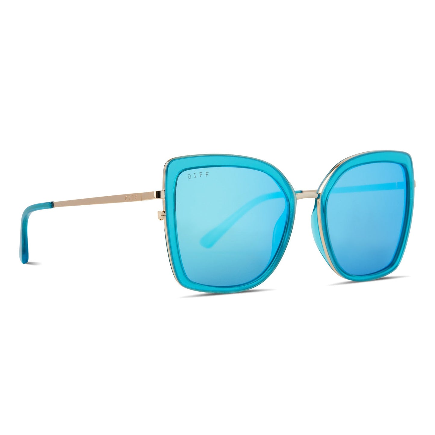 CLARISSE - TURQUOISE ICE CRYSTAL + TURQUOISE ICE MIRROR SUNGLASSES