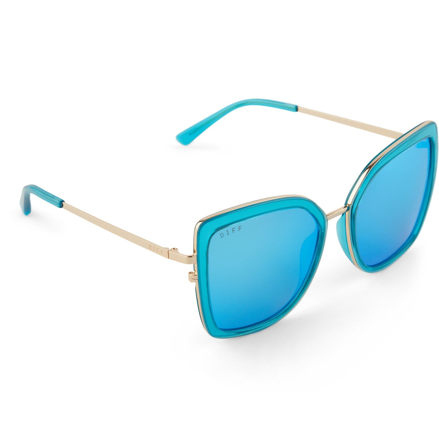 CLARISSE - TURQUOISE ICE CRYSTAL + TURQUOISE ICE MIRROR SUNGLASSES