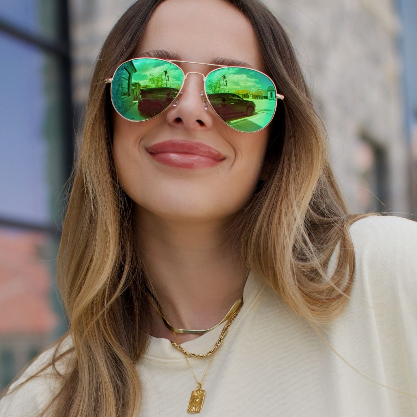 CRUZ - GOLD + GREEN MIRROR + POLARIZED SUNGLASSES