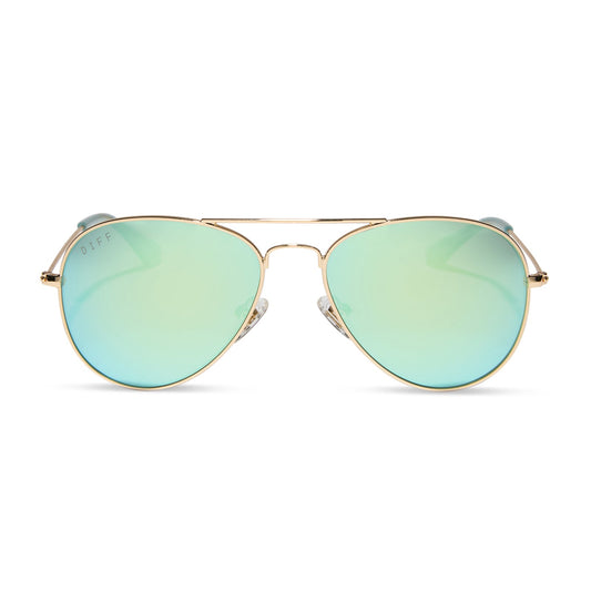 CRUZ XS - GOLD + AQUATIC AWE MIRROR SUNGLASSES