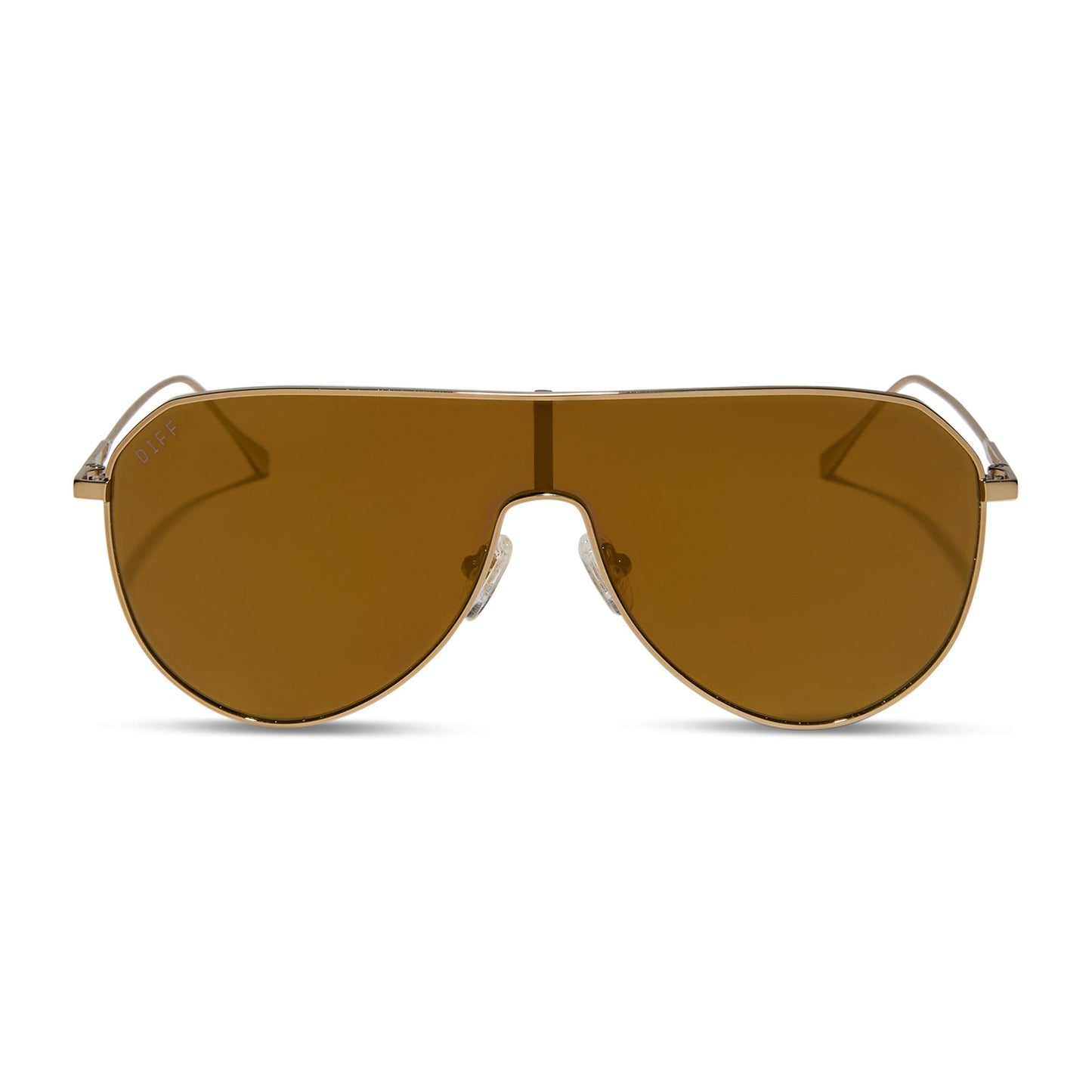 DASH SHIELD - COPPER METAL + BROWN GOLD FLASH SUNGLASSES