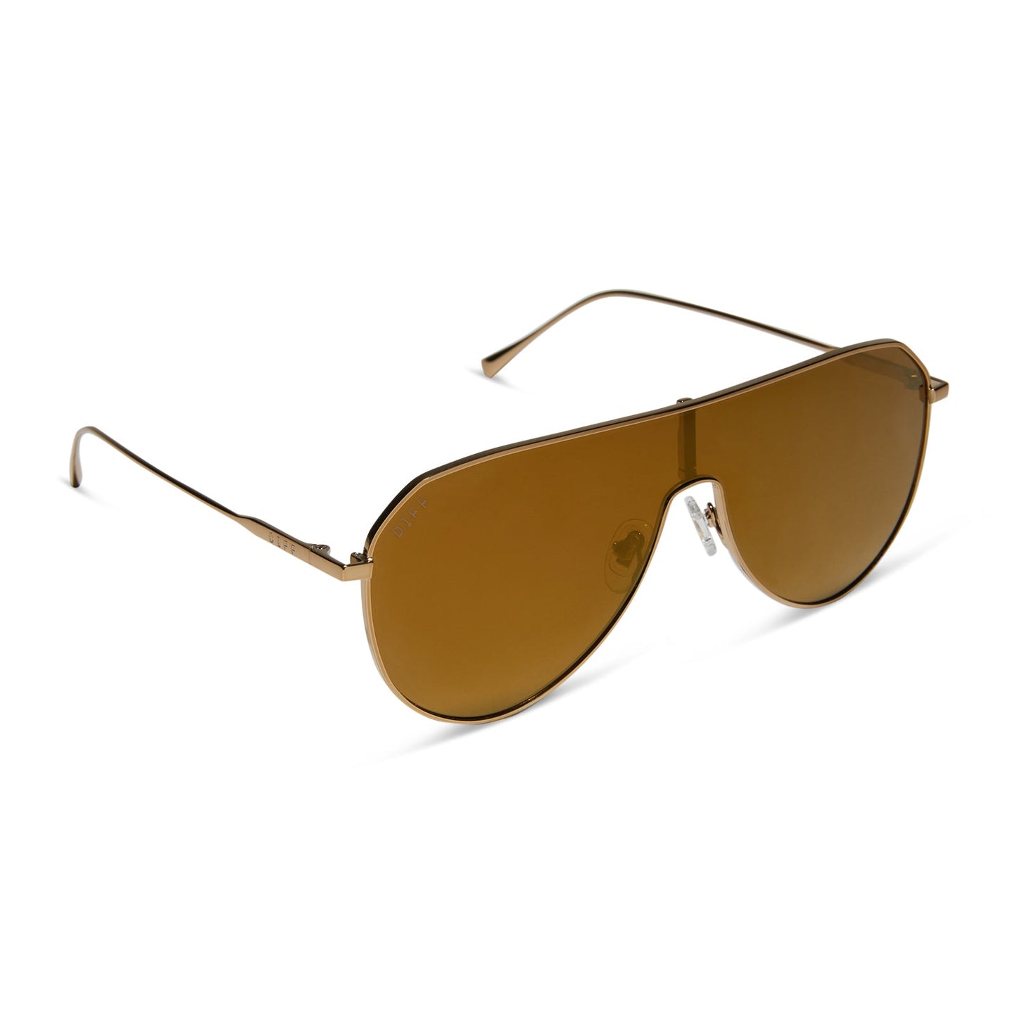 DASH SHIELD - COPPER METAL + BROWN GOLD FLASH SUNGLASSES