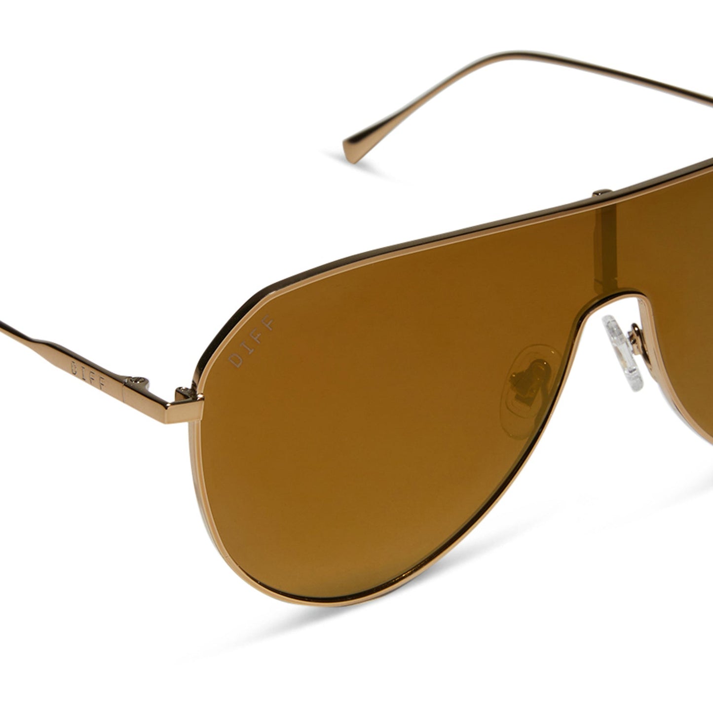 DASH SHIELD - COPPER METAL + BROWN GOLD FLASH SUNGLASSES