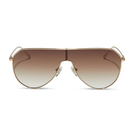 DASH SHIELD - GOLD + BROWN GRADIENT SUNGLASSES