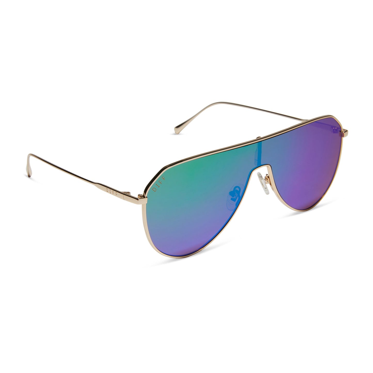 DASH SHIELD - GOLD + GREEN MIRROR SUNGLASSES