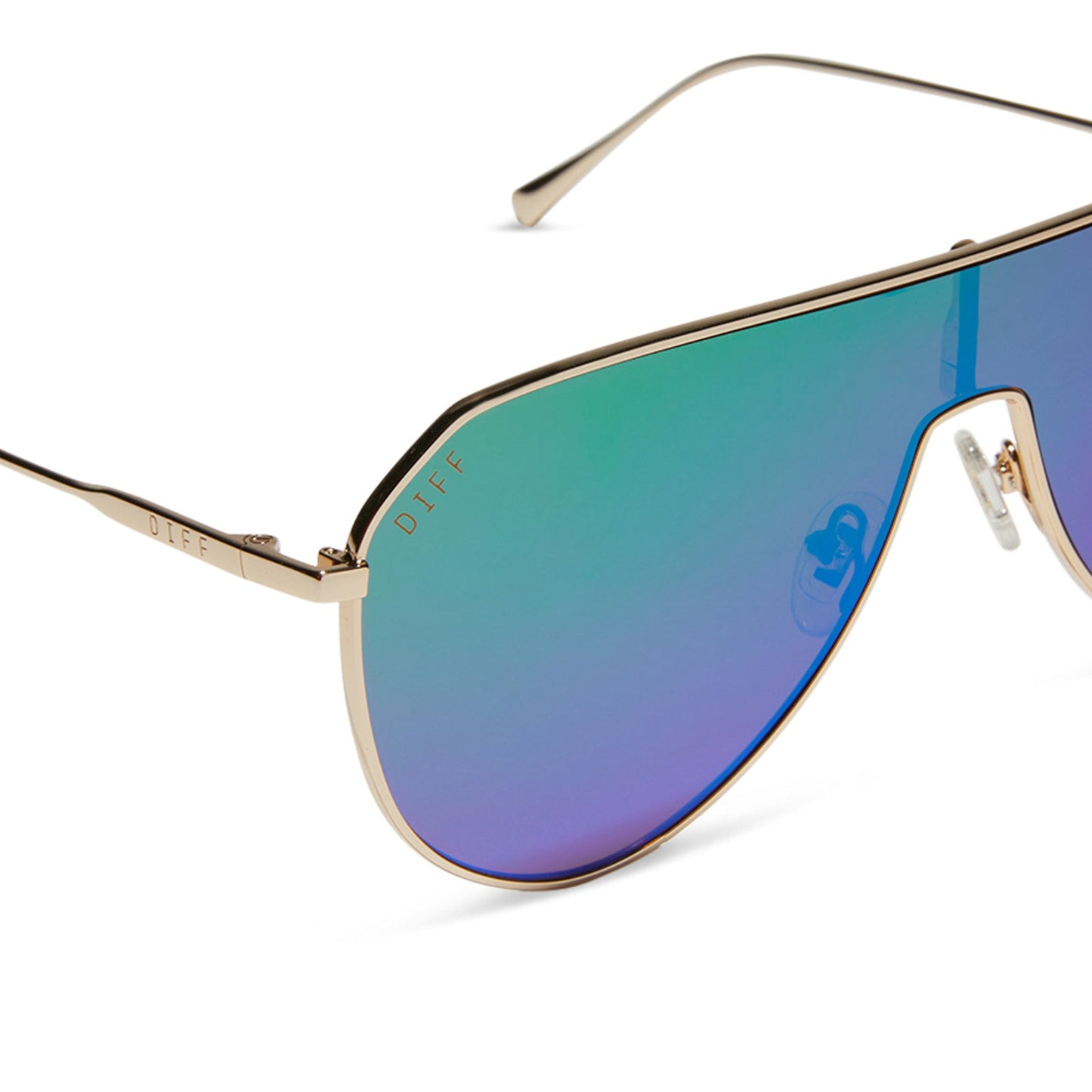 DASH SHIELD - GOLD + GREEN MIRROR SUNGLASSES