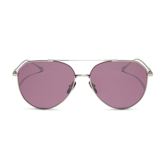 DASH - SILVER + AUBERGINE W SILVER FLASH + POLARIZED SUNGLASSES