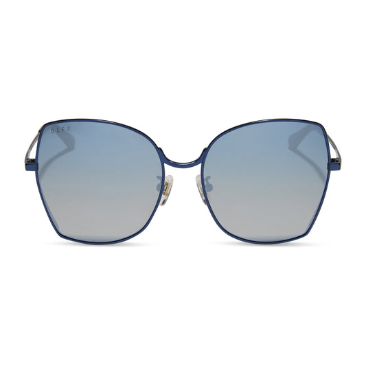 DONNA - DEEP NAVY METAL + AEGEAN BLUE FLASH SUNGLASSES