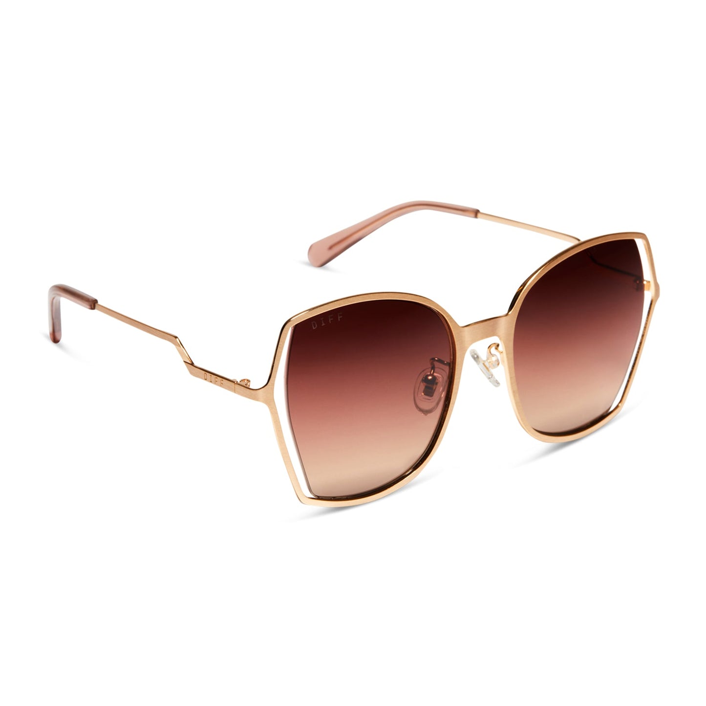 DONNA III - BRUSHED GOLD + TAUPE ROSE GRADIENT SUNGLASSES