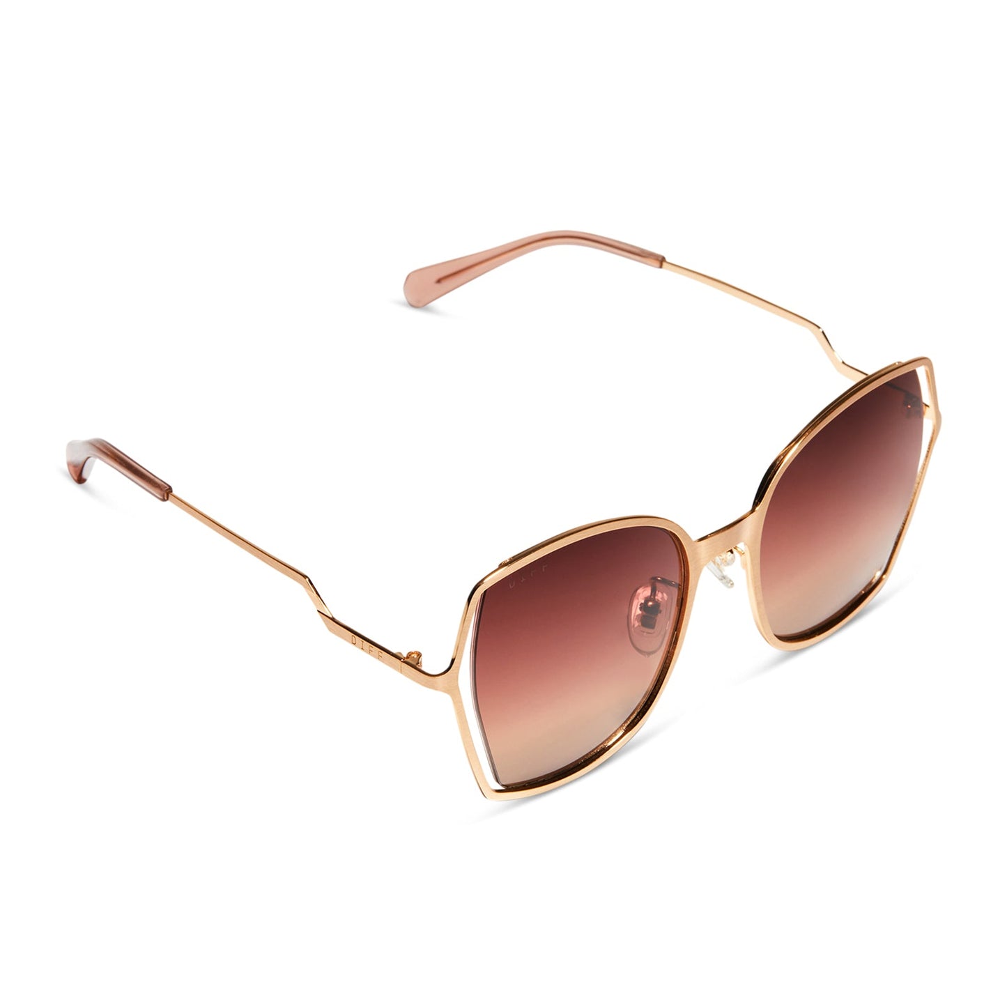 DONNA III - BRUSHED GOLD + TAUPE ROSE GRADIENT SUNGLASSES