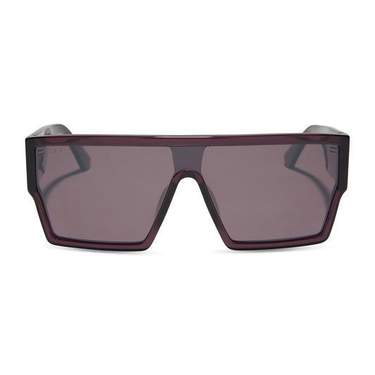 ELECTRA - AUBERGINE + AUBERGINE W SILVER FLASH SUNGLASSES