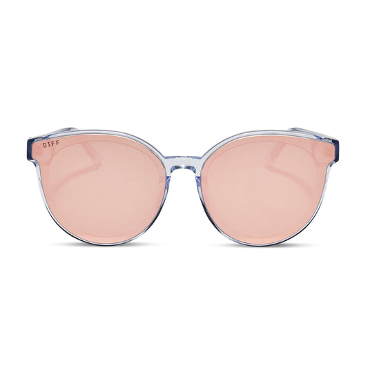 GEMMA - CLEAR CRYSTAL + PEACH MIRROR SUNGLASSES