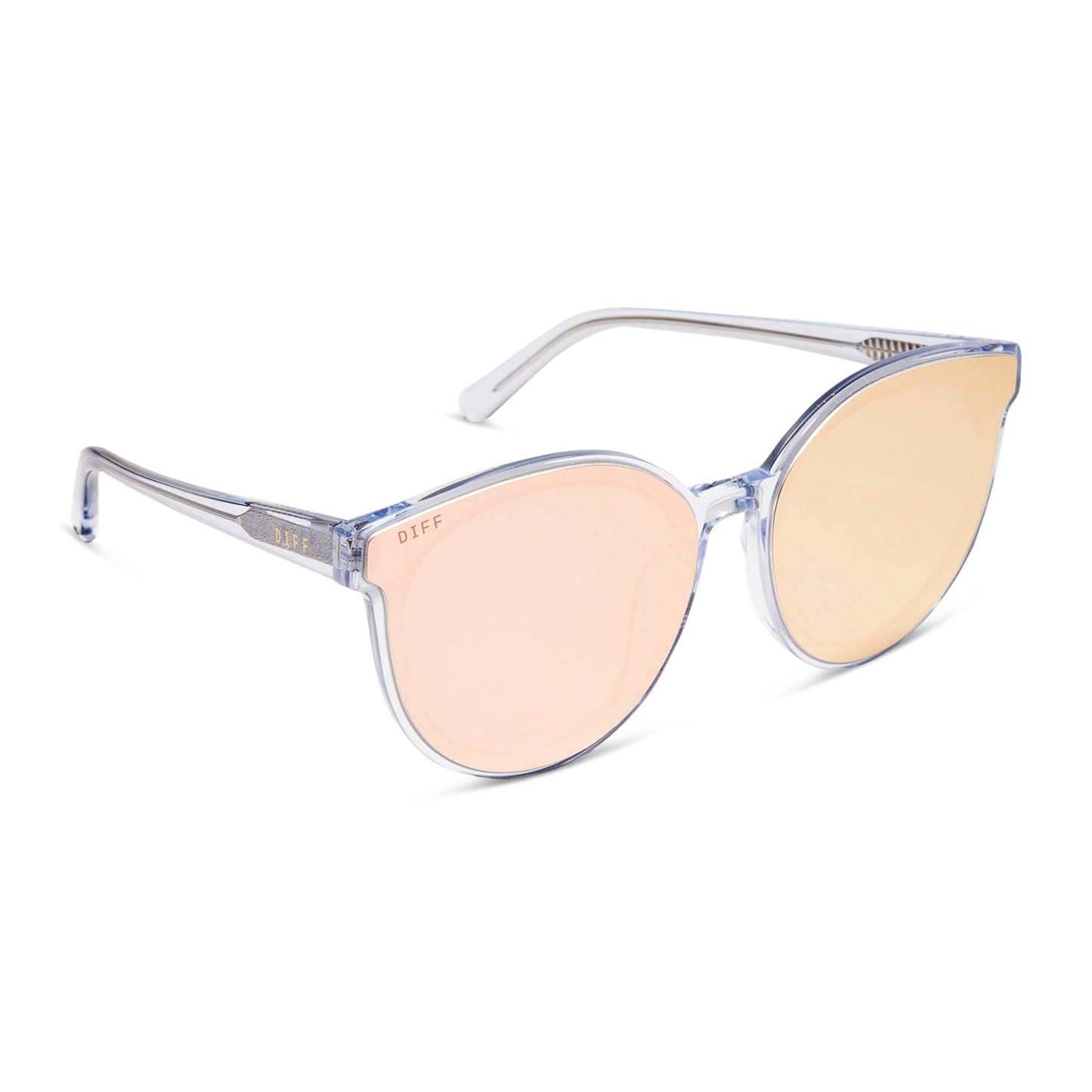 GEMMA - CLEAR CRYSTAL + PEACH MIRROR SUNGLASSES