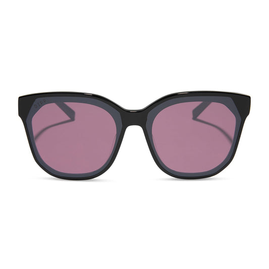 GIA - BLACK + AUBERGINE W SILVER FLASH SUNGLASSES