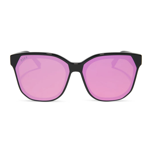 GIA - BLACK + PINK MIRROR SUNGLASSES