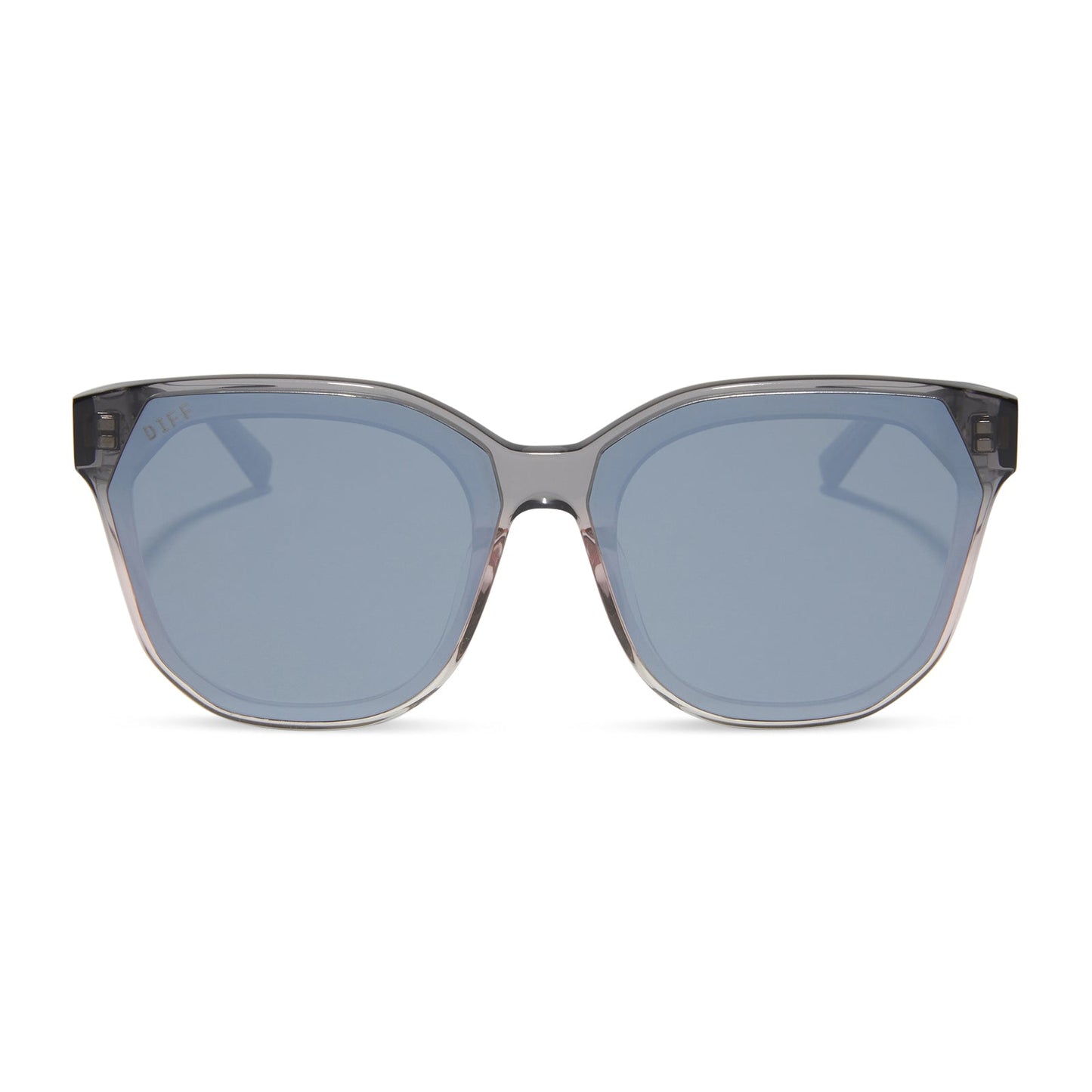 GIA - SMOKE ROSE CRYSTAL OMBRE + SILVER FLASH SUNGLASSES