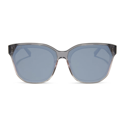 GIA - SMOKE ROSE CRYSTAL OMBRE + SILVER FLASH SUNGLASSES