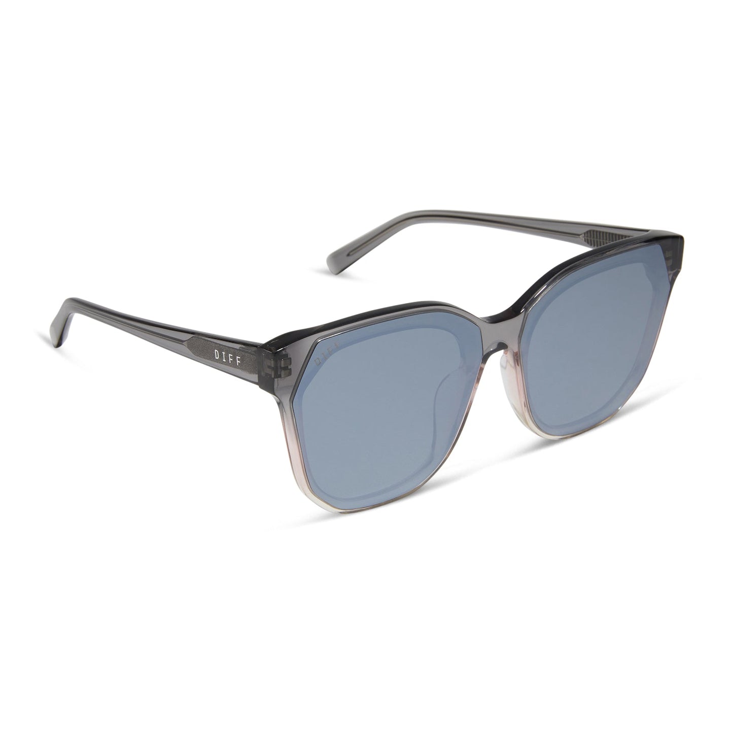 GIA - SMOKE ROSE CRYSTAL OMBRE + SILVER FLASH SUNGLASSES