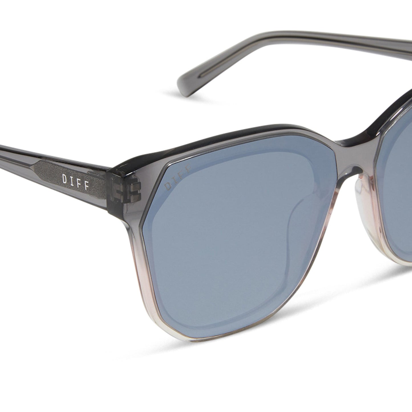 GIA - SMOKE ROSE CRYSTAL OMBRE + SILVER FLASH SUNGLASSES